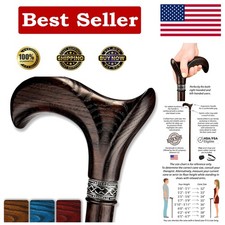Stylishly Handcrafted 36-Inch Oak Cane with Ergonomic Handle for Comfortable Use