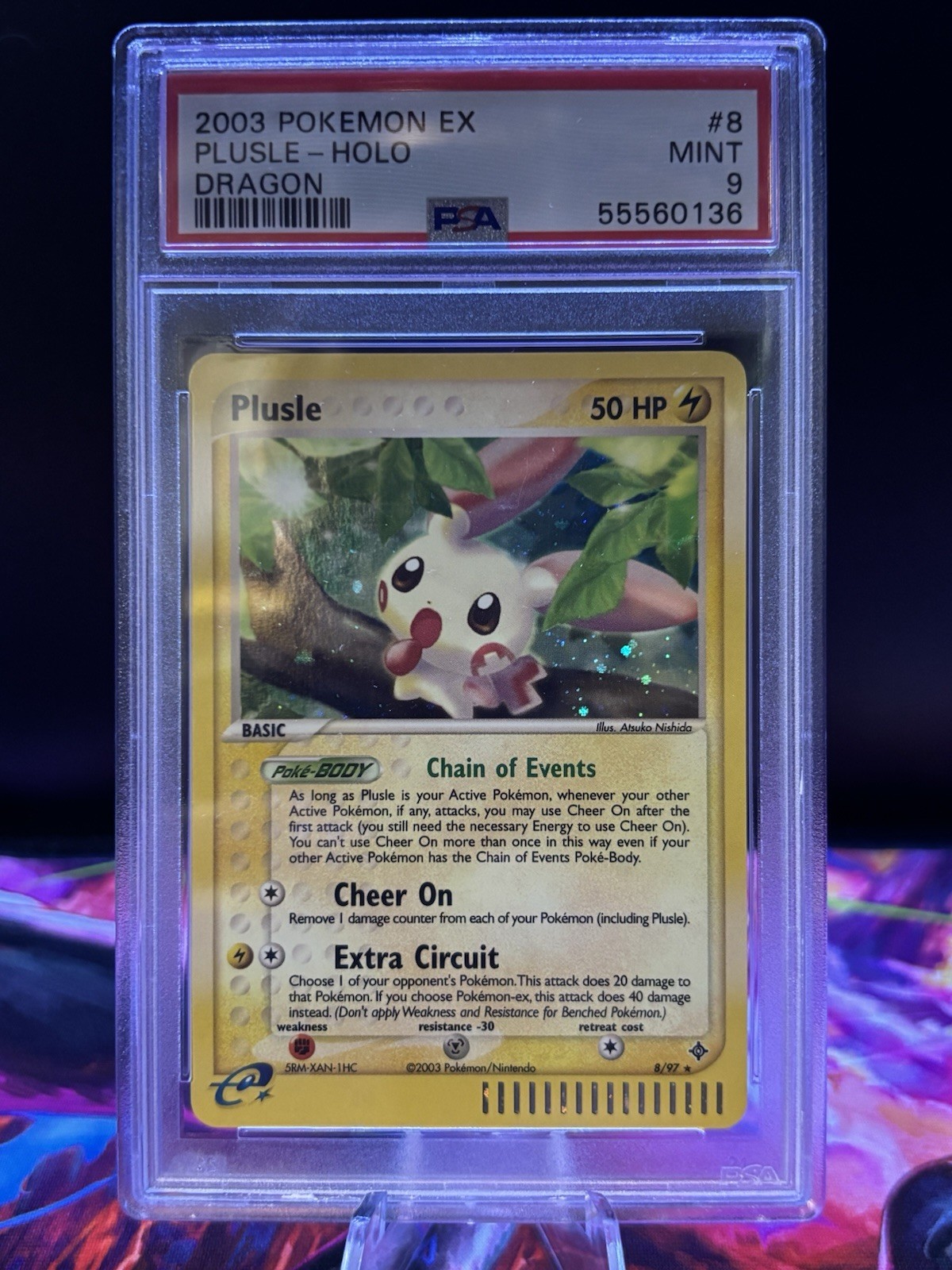 2003 Pokemon EX Dragon Plusle Holo Card 8/97 PSA 9 Mint E-Reader