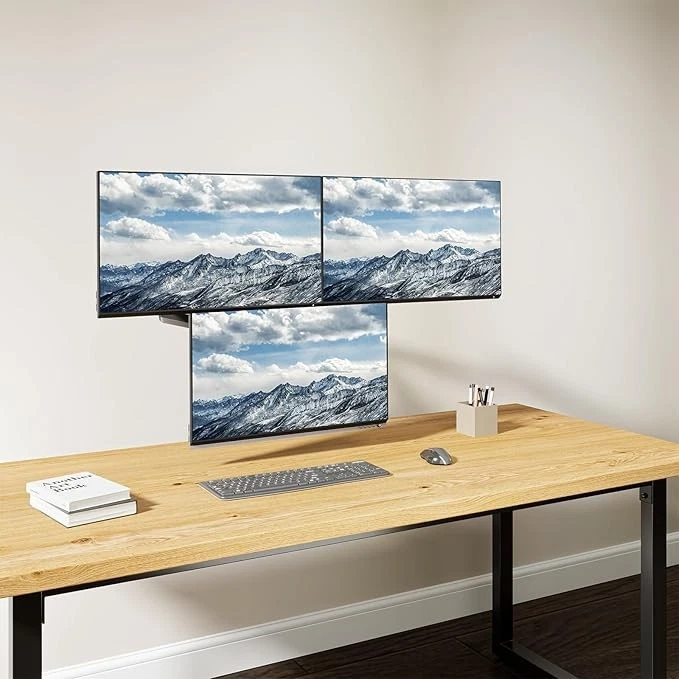 WALI Triple Monitor Arm 17-27" Gas Spring Stand with Tilt Swivel VESA Mount - Image 3 of 4