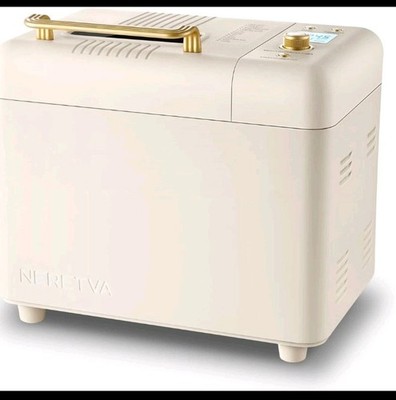 Neretva Bread Machine, 15-In-1 Bread Maker, Dual Heater Breadmaker Cream White