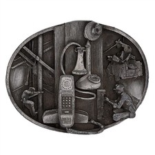 Vintage 80s Telephone Lineman Telecom Technician Installer Repairman Belt Buckle