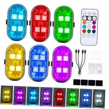 6PCS Wireless LED Lights with Remote Control, Upgraded 4LEDs 8 Colors,