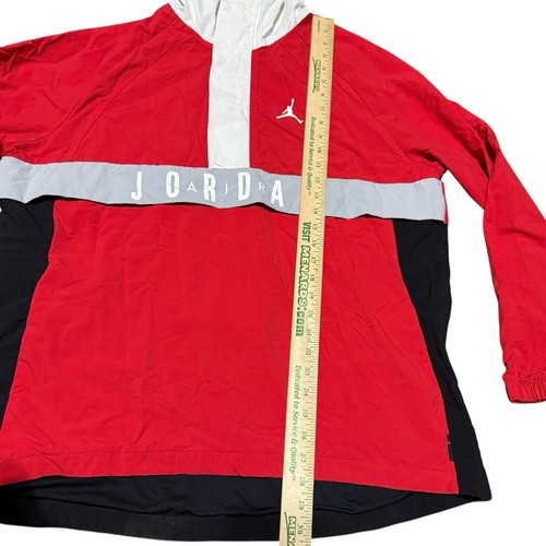 Air Jordan Jumpman Anorak Hoodie Windbreaker Red Mens Large Half Zip - Picture 3 of 7