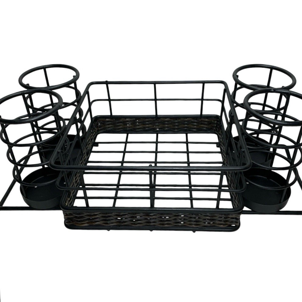 Black Metal Utensil Organizer Napkin Holder BBQ Caddy