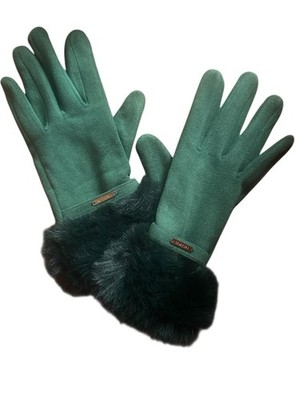 NEW Green gloves With Fur women