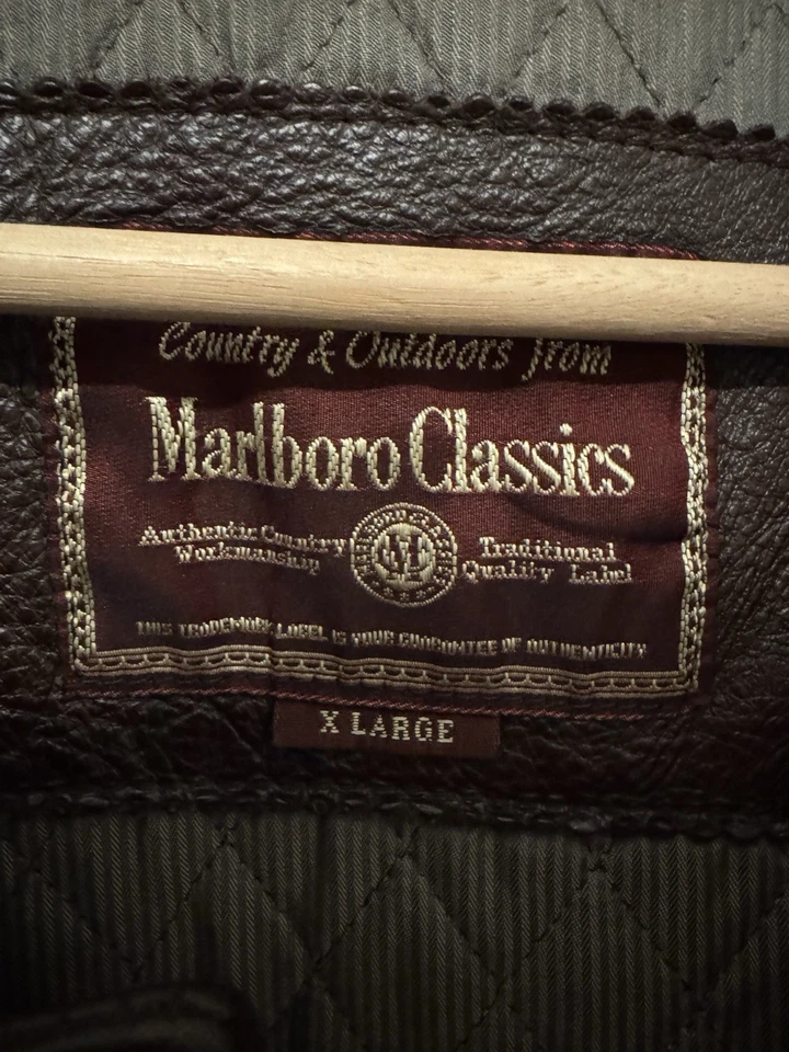 Abrigo de cuero vintage Marlboro Classics - marrón - XL Foto 3 de 4