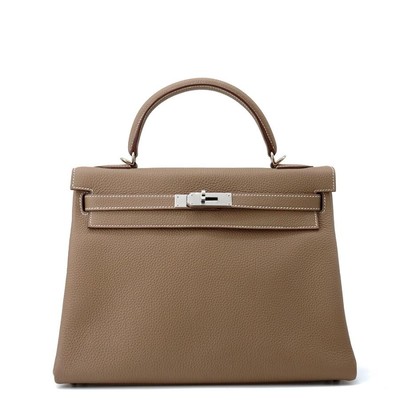 Hermes Kelly 32 Handbag Etoupe/Silver Hardware Togo D Stamp 2way