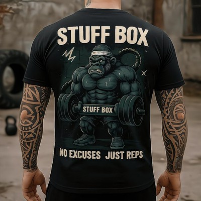 Stuff Box Herren T-Shirt GOHARD GORILLA S-5XL | Reps Print Gym Shirt schwarz