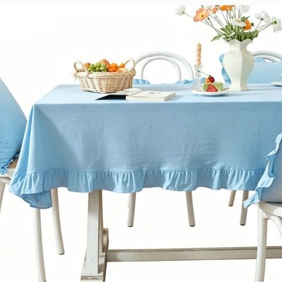 Rosa Gingham Tischdecke 140x140cm Baumwolle Quadratisch mit Rüschenumfang