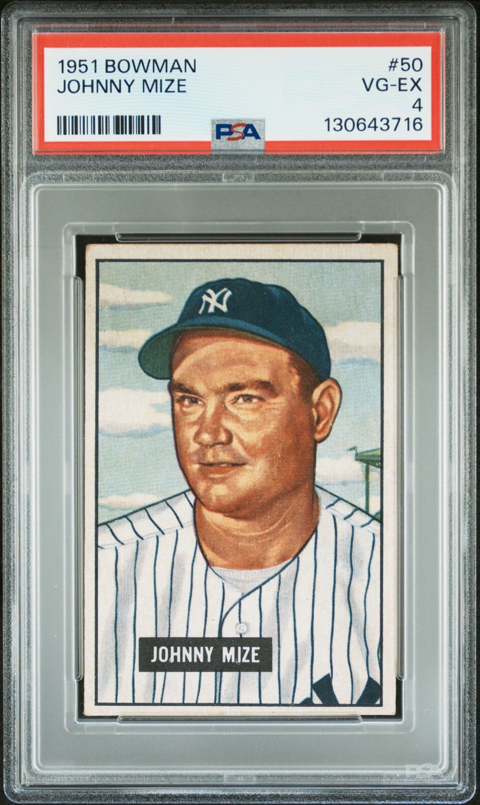 1951 BOWMAN BASEBALL - JOHNNY MIZE #50  PSA 4
