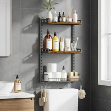 3 Tier Bathroom Shelves Over Toilet - Wall Mounted Floating Shelves with Drai...