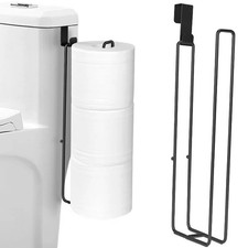Black Metal Toilet Roll Holder Self Adhesive Wall Mount No Drill Bathroom Rack