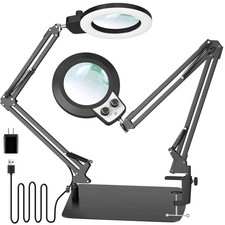 KIRKAS 12X Magnifying Glass with Light and Stand, Overhead Knob Magnifying La...