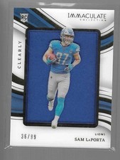 SAM LAPORTA 2023 PANINI IMMACULATE COLLECTION CLEARLY ROOKIE CARD #IRJ-SL /99. rookie card picture