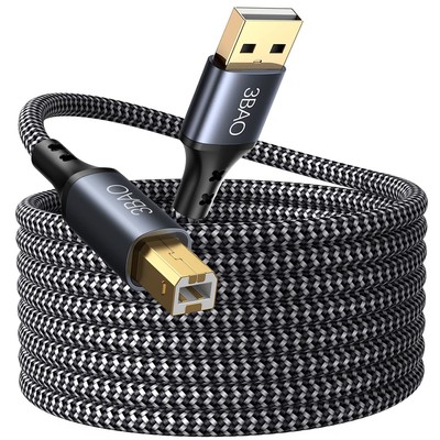 USB Druckerkabel 3m, 2.0 Typ A Stecker auf B Scannerkabel Nylon 3m 