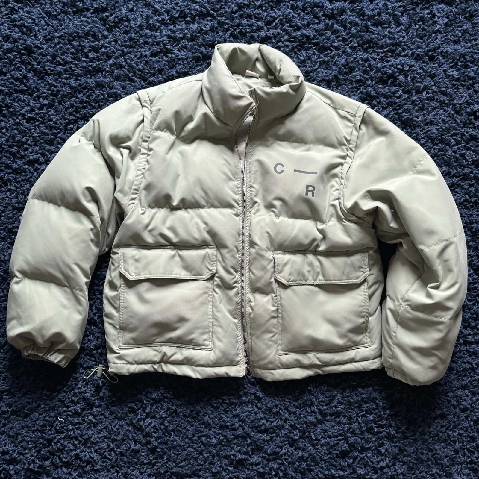 COLOUR RANGE Eco Green Hybrid Puffer Jacket Vest Removable Sleeves PacSun Large