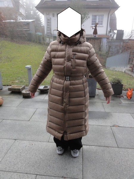 Women's Long Down Coat Nicole Beige, Warm, Size L (EU 42, US 12)