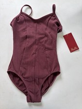 Mirella M207L Seamed Camisole Leotard Womens Small Burgundy Ballet Dance NWT