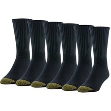 Gold Toe Men's Cotton Short Crew Athletic Socks, 6-Pairs, Black, Large
