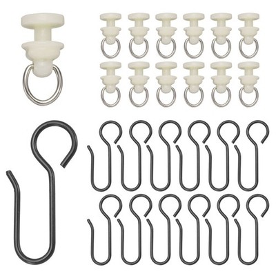 100 Piece Curtain Rail Slides with Hooks, White/Black