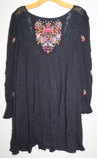 Free People Womens Black Embroidered Mini Dress See Measurements