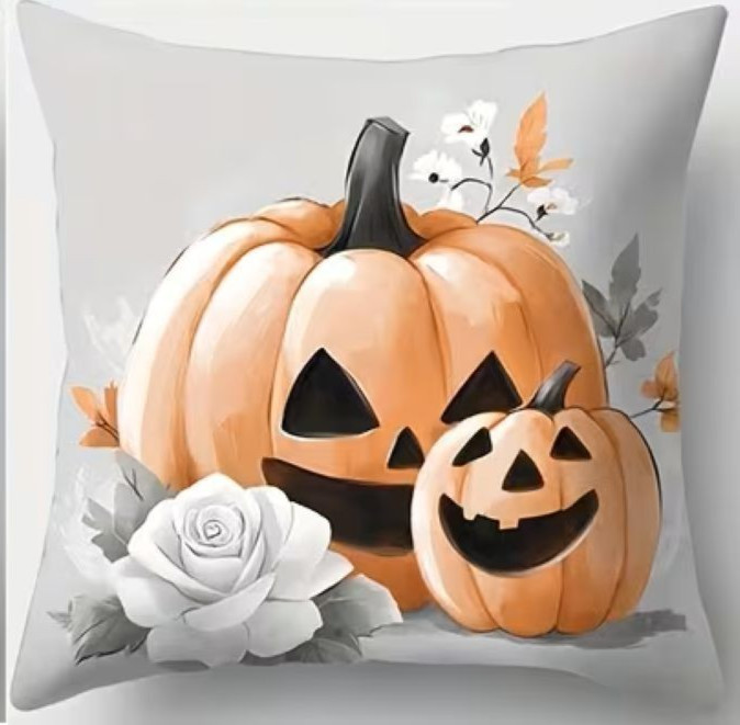 HALLOWEEN-ELEGANT PUMPKINS---Pillow Cover--17.7 x17.7" with zipper