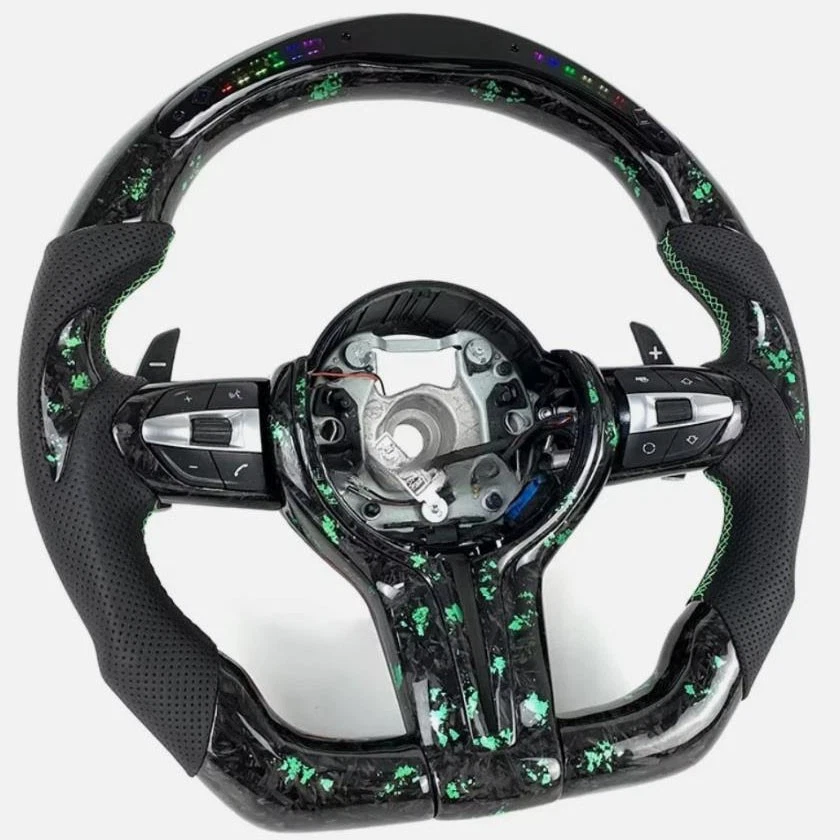 Volante LED carbono forjado para BMW M3 M5 M6 F01 F02 F06 F10 F12 F15 F16F30 Foto 2 de 4