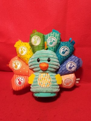 Infantino Musical Peacock Plush Tags Key Notes Plays Music 4 Modes Play Video