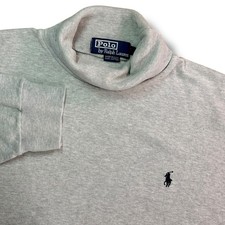 Vintage Polo Ralph Lauren Turtleneck Mens L Gray Cotton USA Made Pony