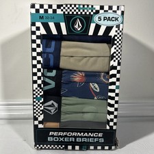 VOLCOM Men's M Performance Microfiber Boxer Briefs 5 Pack Black Multi
