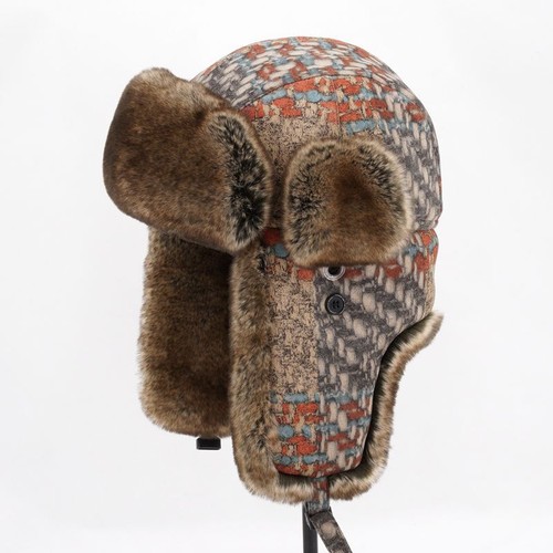 Hot With Soviet Badge Cossack Flap Faux Fur Trapper Hat Ushanka Russian Cap AU