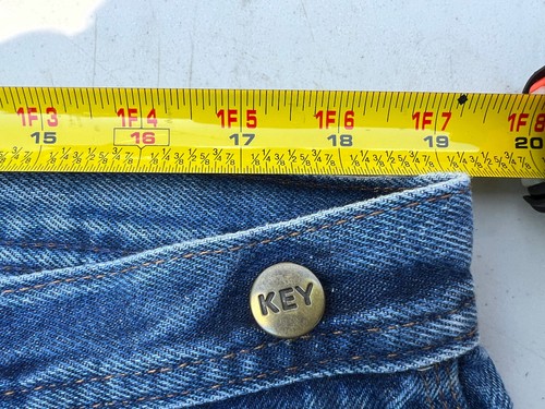 Men's KEY Workwear Double Front Jeans Rugged Thrashed Denim 38X31 90s Grunge VTG - Picture 10 of 21