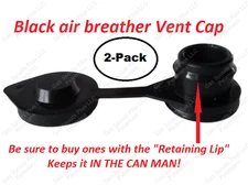 2 BLACK VENT CAPS Fuel Gas Diesel Oil Water Universal Jug Blitz Wedco HEAVY DUTY