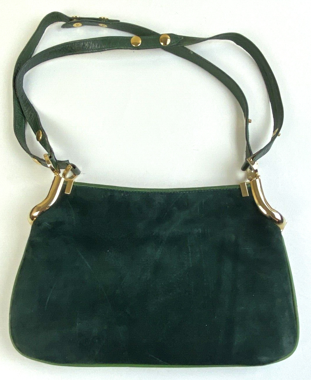 Vintage Sacha Italy Genuine Leather Dark Green Ha… - image 2