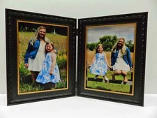 8x10 Black & Gold Double Hinged Vertical Wood Photo Picture Frame New