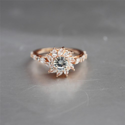 Women Round Cut White Sapphire Rose Gold Filled Gorgeous Size 6-10 - Picture 12 of 14