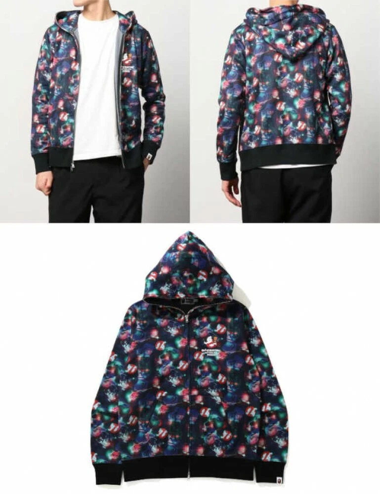 A BATHING APE Men s Full Zip Hoodie BAPE x GHOSTBUSTERS Collaboration From Japan