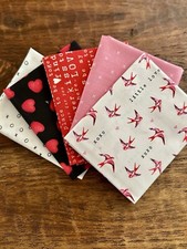 5 Fat Quarters Bundle Riley Blake Valentine's Day Hearts Birds XO Quilt Cotton