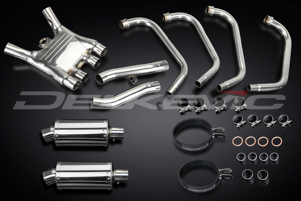 Silenciadores de escape completo Yamaha FJ1100 1984-1985 Delkevic 4-2 9" ovalados de acero inoxidable Foto 3 de 4