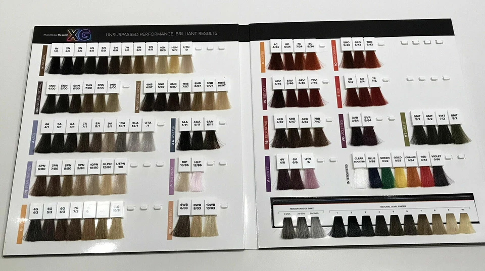 Libro de muestras Paul Mitchell The Color XG tamaño completo muestras de coloración de cabello tonos  Foto 2 de 4