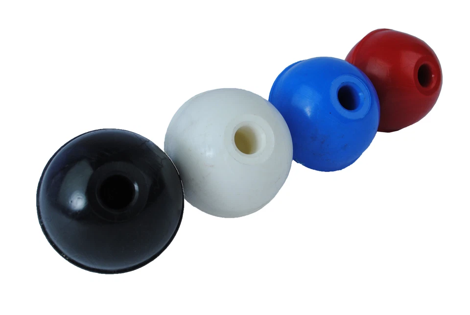 LINIC Proops Set x 4 Plastic WHITE Balls Knobs Machine Handles 40mm dia 8mm Bore.S7365