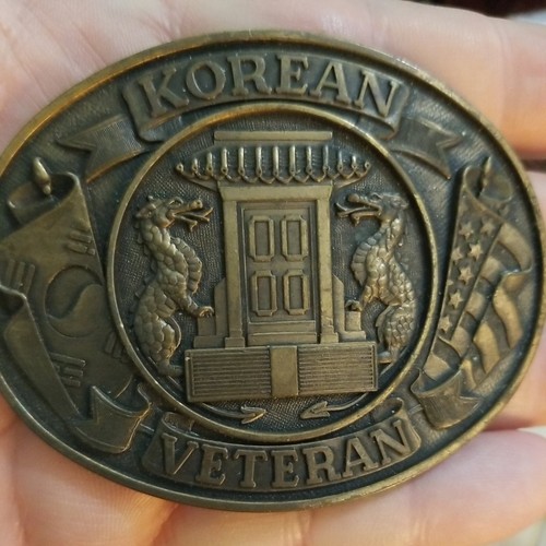 Vintage Korean Veteran Belt Buckles 1970s Brass Drago… Gem