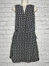 Gap Tunic Dress Women’s XS Black White Lined V-Neck Sleeveless Double Drawstring