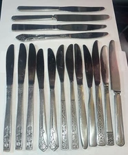 VTG MIXED LOT Hollow Dinner Knives Crafts Stainless Flatware Black Accent Knife