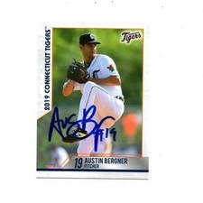 Austin Bergner 2019 Connecticut Tigers autograph signed baseball card UNC c
