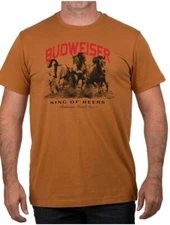 Budweiser Clydesdales Size L Brown Short Sleeve Americana Graphic Tee