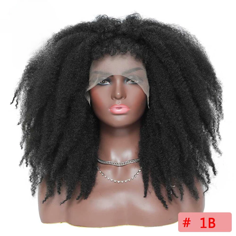 Peluca corta de encaje sintético torcido con flequillo 14 pulgadas trenzado mullido torcido para mujer Foto 3 de 4