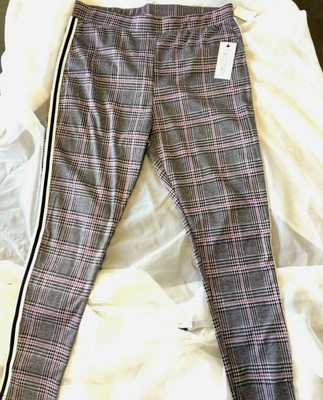 red plaid stretch pants