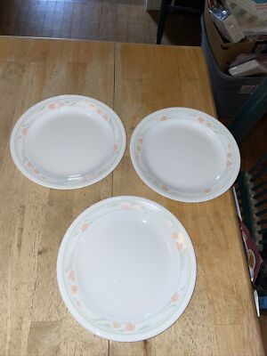 3 Corelle Bread & Butter Salad Plates Peach Garland 7-1/4'' Floral