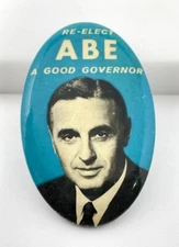 1960s CONNECTICUT U.S. SENATOR ABE RIBICOFF OVAL PICTURE CAMPAIGN BUTTON